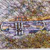 A6 Greetings Card- Trumpet Mosaic- Hand Designed and Printed in the UK